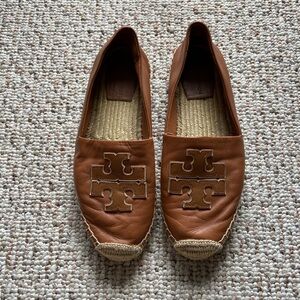 Tory Burch brown leather espadrilles size US 10